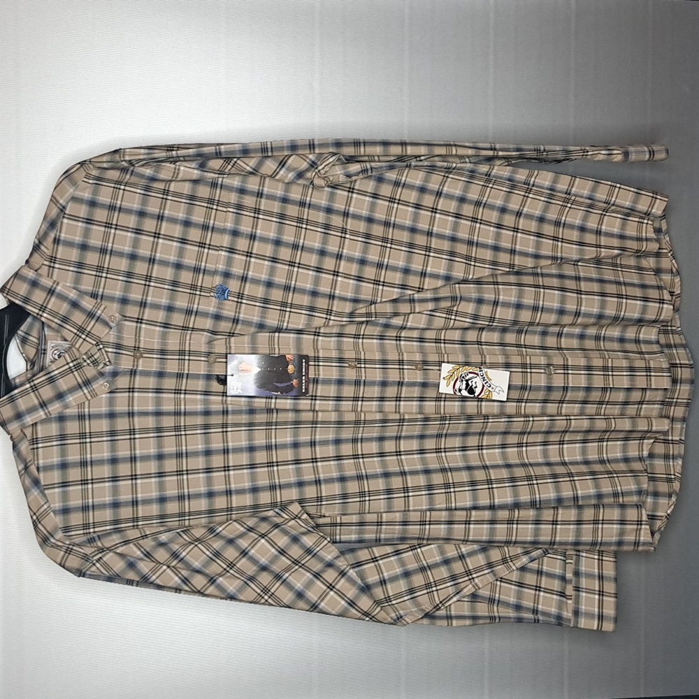 Cinch Men's George Strait Tan/Blue Plaid Button Down